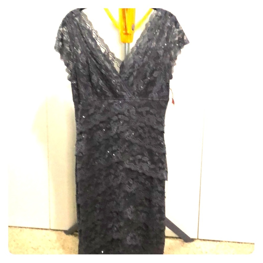 Grey beaded lace dress